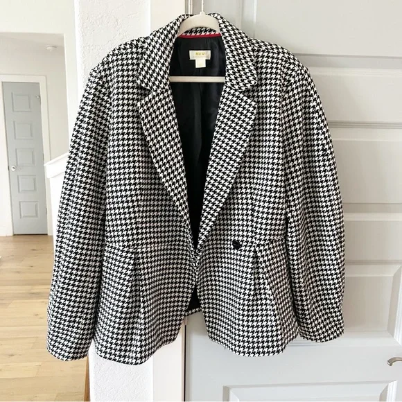New Anthropologie Maeve Houndstooth Sculpted Hourglass Blazer - Picture 5 of 8